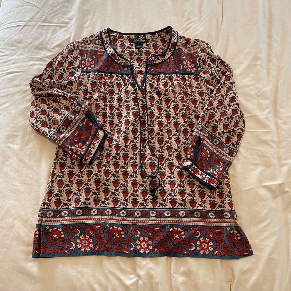 Lucky Brand Red and Blue Patterned Blouse Size S - Picture 1 of 8